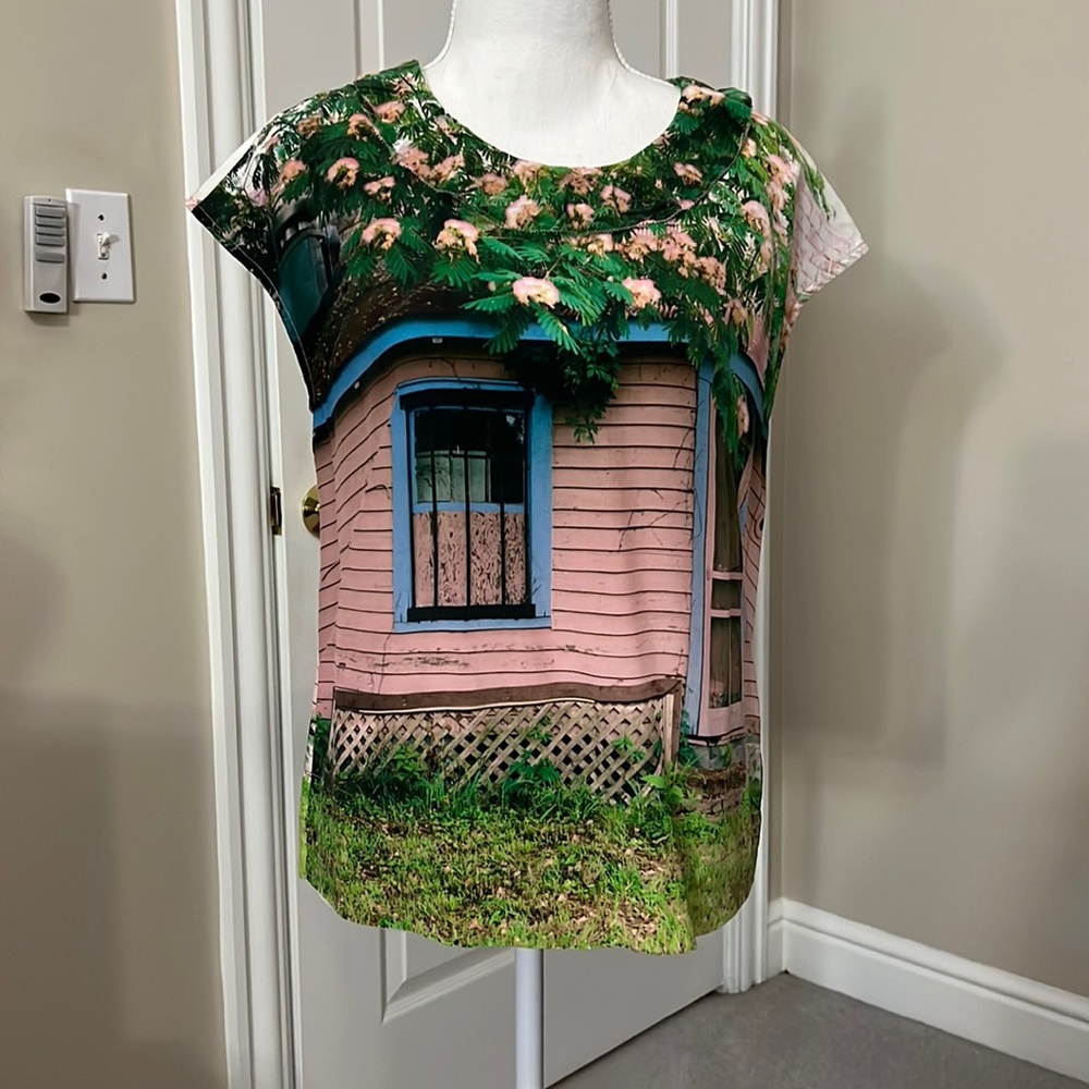 100% silk blouse with cap sleeves